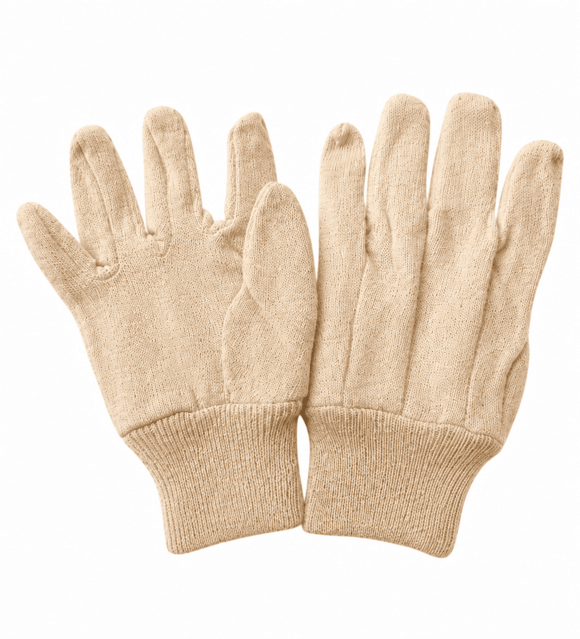 Natural Jersey Gloves — Straight Thumb with Knit Wrist
