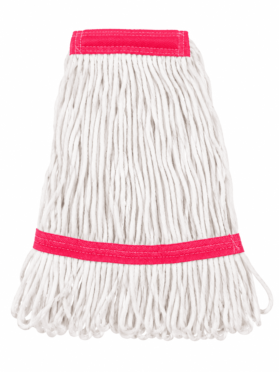 Looped-End Wet Mop Head — White Yarn with Red Band
