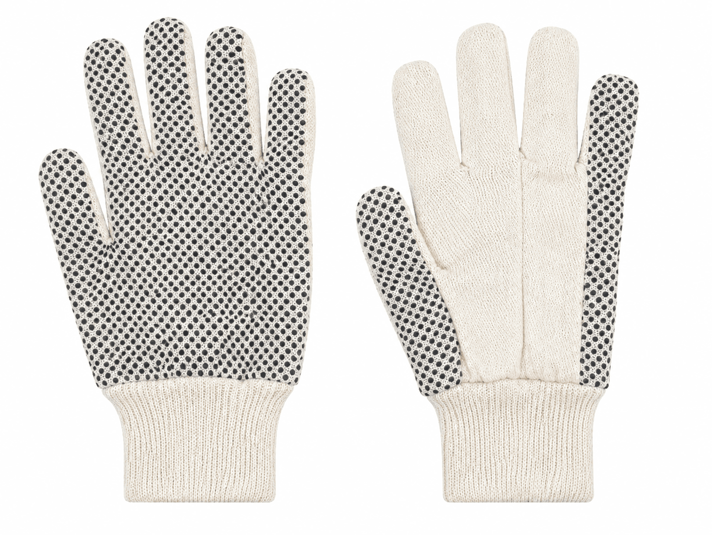 Natural Drill Gloves with Red Knit Wrist